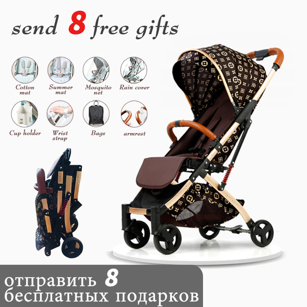 free shipping 5.8 kg Lightweight stroller gold frame car Portable fold Umbrella baby stroller Newborn Travelling Pram on plane