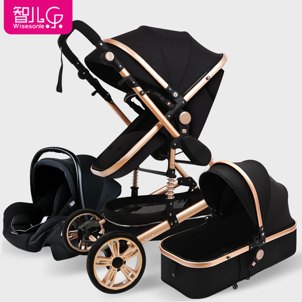 Wisesonle high landscape Baby stroller 3 in1 multi-function can sit reclining light folding newborn Carriage free shipping