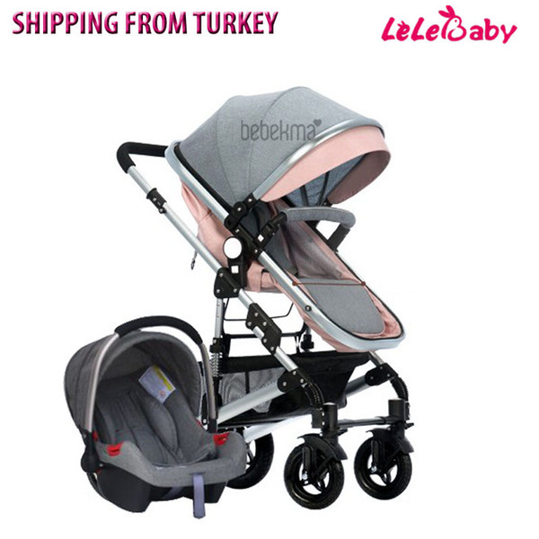 Lelebaby BS03 Multifunctional 3 in 1 Baby Stroller High Landscape Stroller Folding Carriage Gold Baby Newborn