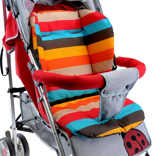 Wholesale- Baby Stroller Cushion Pad Baby Infant Rainbow Color Soft Thick Pram Cushion Chair Stroller Cushion Seat 68*45*3cm