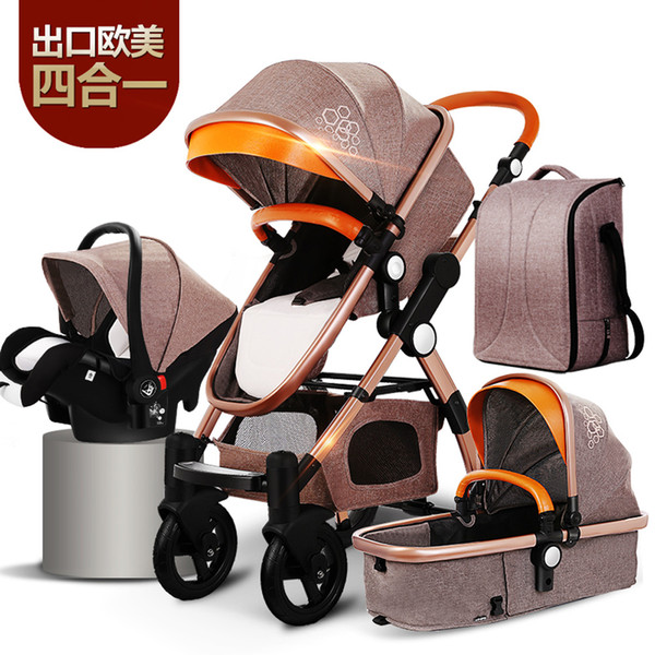 High-end baby strollers 3 in 1 stroller 4 in 1 baby carriage EU market high quality baby stroller export gift newborn