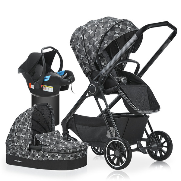 3IN1 stroller High landscape stroller can sit reclining two-way portable baby two-way interaction