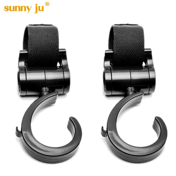 Wholesale- 2 PCS Multi Purpose Baby Stroller Hook Pushchair 360 Swivel Hanger Hooks Carriage Storage Bag Baby Carriage Stroller Accessories