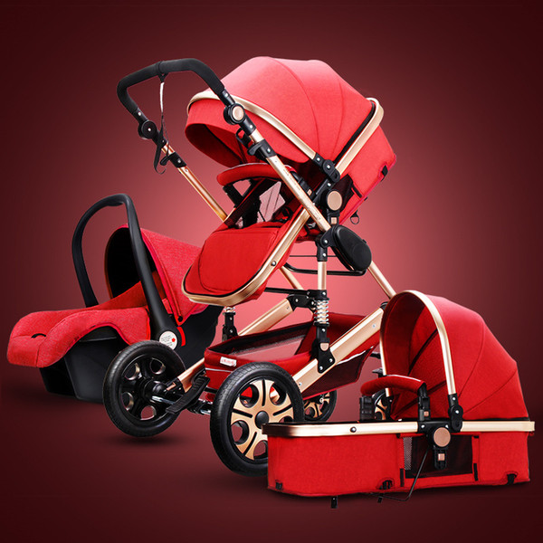 Baby Stroller 3 In 1 High Landscape Folding Babies Baby Carriage With Car Seat Baby Prams for 0 ~ 3 Years Poussette 6 Colors