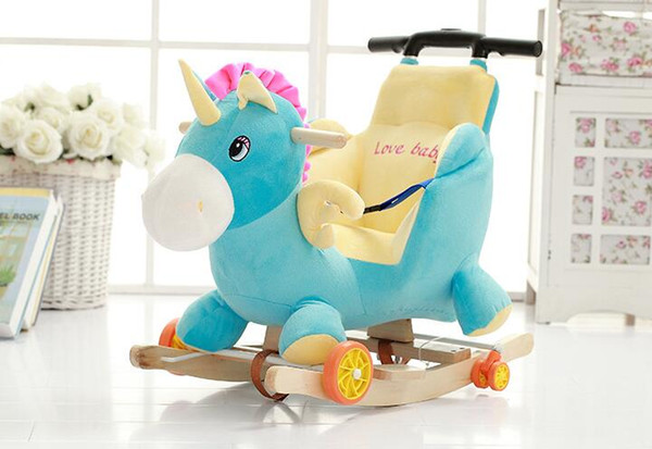 Children's Trojan rocking horse baby educational toy baby rocking chair rod boys and girls baby rocking Trojan carriage