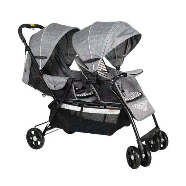 Light Weight Twin Baby Stroller Double Seat Travel Pram Four Wheel Baby Stroller 5-point Seat Belt Lengthen The Sleeping Basket