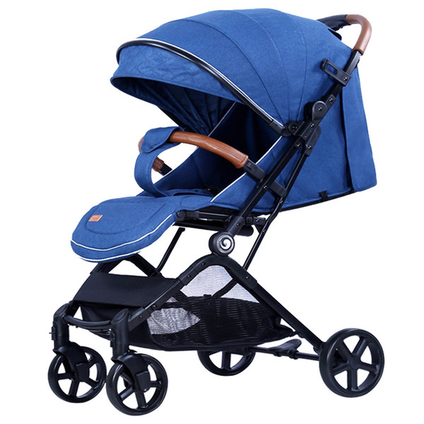 0-3 years old baby high landscape stroller with pull rod one button folding four wheel absorber function baby stroller