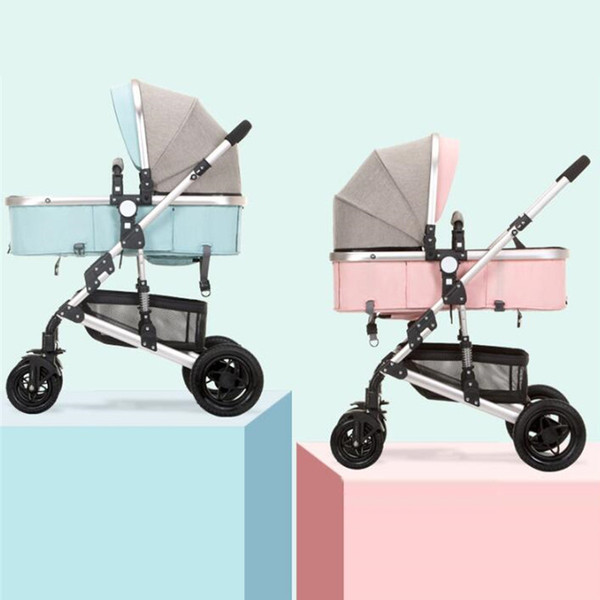 High Landscape Baby Stroller Hot Mom Stroller Luxury Travel System 2 in 1 Baby Stroller No Car Seat Aluminum Alloy Baby Trolley A12202