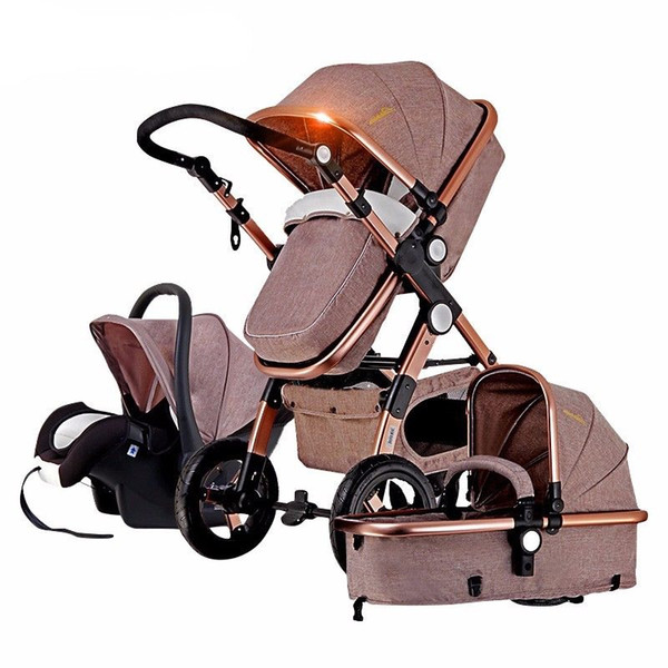 Baby Stroller 3 in 1 with Car Seat For Newborn High View Pram Folding Baby 0-3 year old luxury stroller