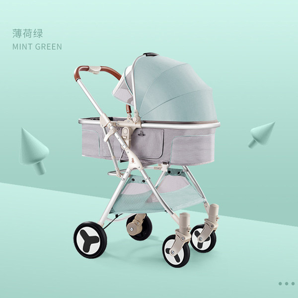 High landscape baby stroller can sit and lie light and easy to fold two-way push baby stroller