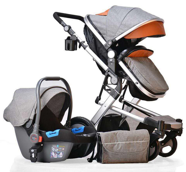 High landscape stroller 4 in1 folding lightweight Baby Pram with sleeping basket Newborn Carriage two-way baby stroller