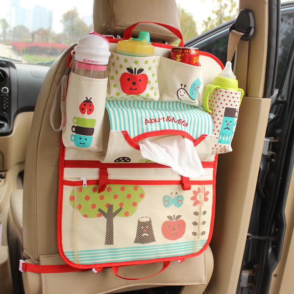 Wholesale- 2017 High Quality Car Seat Organizer Rangement Holder Multi-Pocket Travel Storage Mummy bags lovely Cartoon Styling Hanging Bag