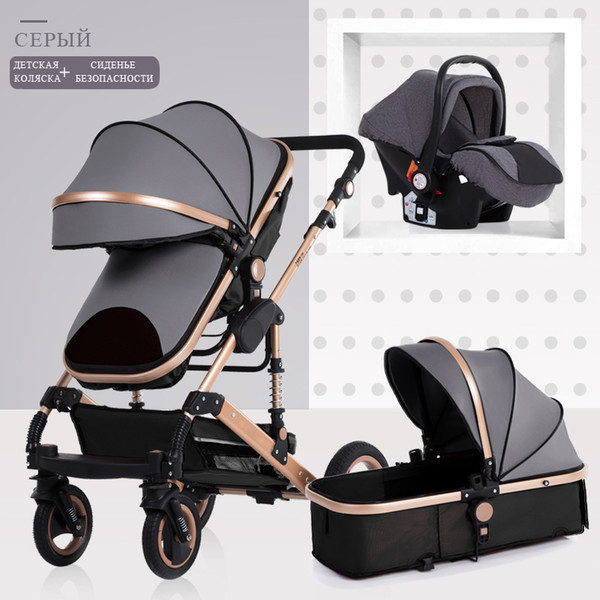 Baby Stroller 3 in 1 neonatal baby carriage high landscape pram four seasons stroller damping folding cart