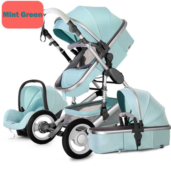 Baby Stroller 3 in 1 foldable pushchair High Landscape Pram infant bassinet Car Seat Babies sleeping basket Can sit and lie