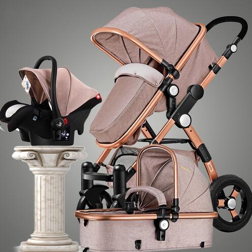 New Style 3 in 1 Baby Stroller with Car Seat For Newborn High View Folding Baby Carriage Travel Stroller