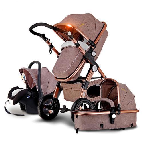 Baby Stroller High-end 3 in 1 Car Seat Foldable Pushchair High view pram