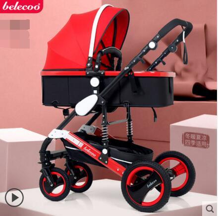 2019 new Belle high landscape baby stroller can sit and fold two-way four-wheel shock absorber baby stroller Lightweight aluminum alloy bugg