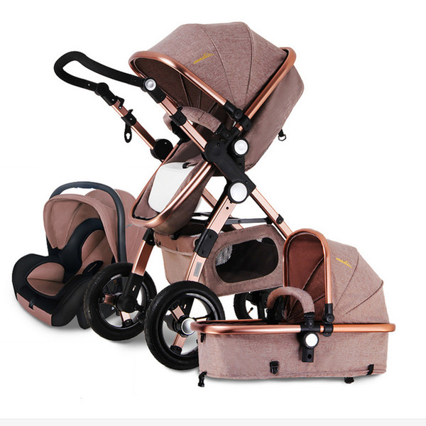 Baby stroller 3 in 1 Baby Pram Pushchair folded folding newborn trolley Trolley Car carrinho de Golden Strollers