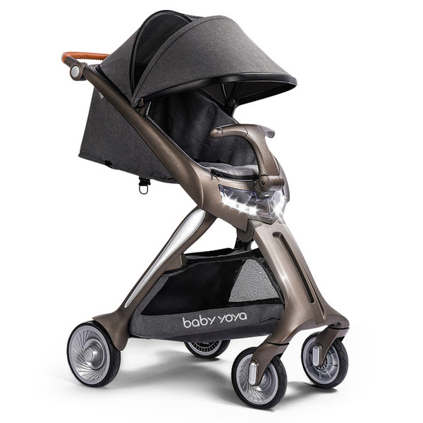 2018 new direct sale lightweight high landscape stroller can sit reclining shock baby stroller science and technology wagon leather stroller