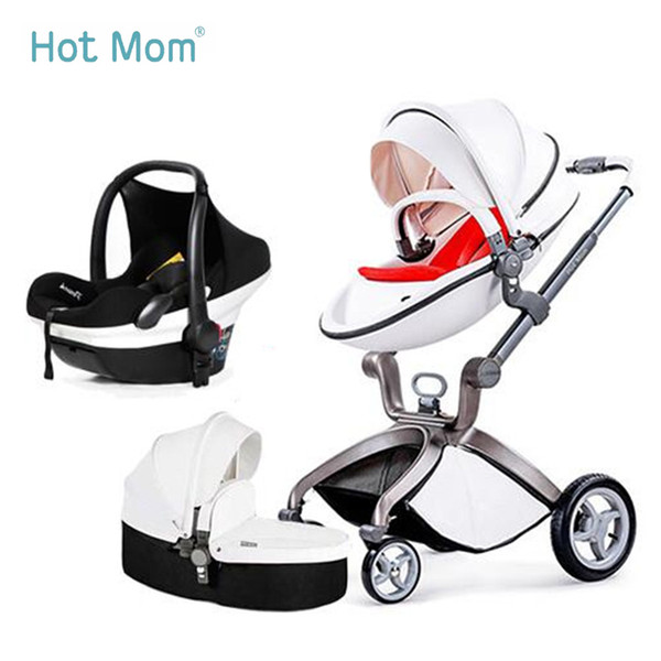 Hotmom 3 in 1 Cloth sleeping basket white stroller high landscape can sit or lie folded Russia free shipping