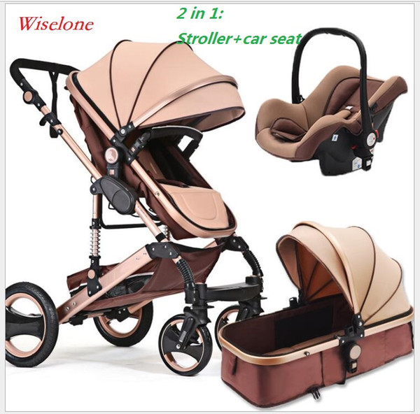 Free Shipping Carriage Wiseonle Baby Stroller 2 in 1 High Landscape Pram Luxury Portable Folding Pram