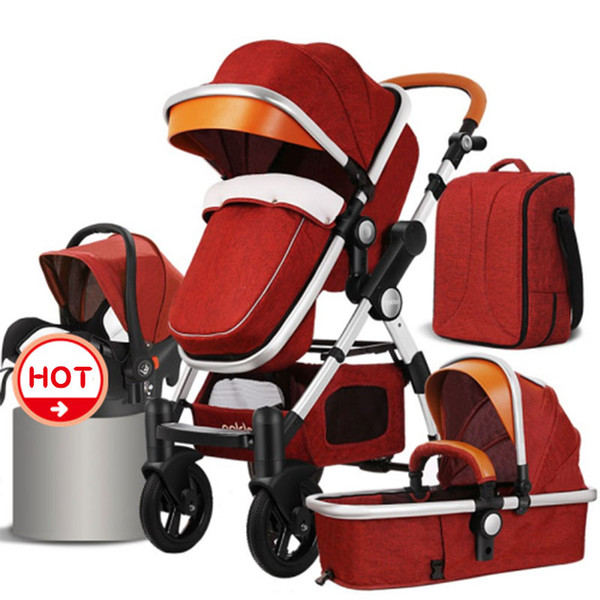 HK free ship! 4 in1 baby strollers folding baby car aluminium alloy frame high quality stroller gold