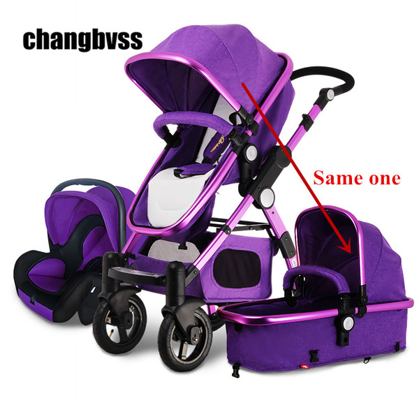 New Arrival Brands Luxury Baby Stroller 3 in 1 High Landscape Kids Baby Pram with Car Seat poussettes 3 en 1 Free Shipping