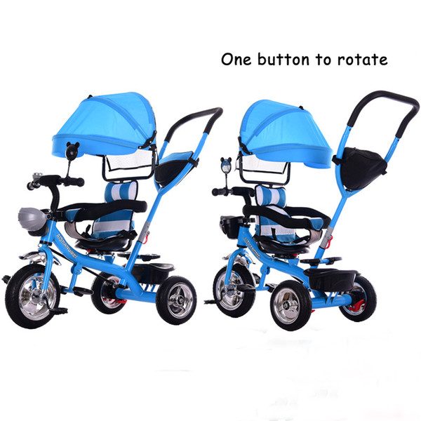 Genuine baby stroller a button to rotate children's tricycle driver 1-3 4 year old baby stroller three wheel baby stroller reversible seat