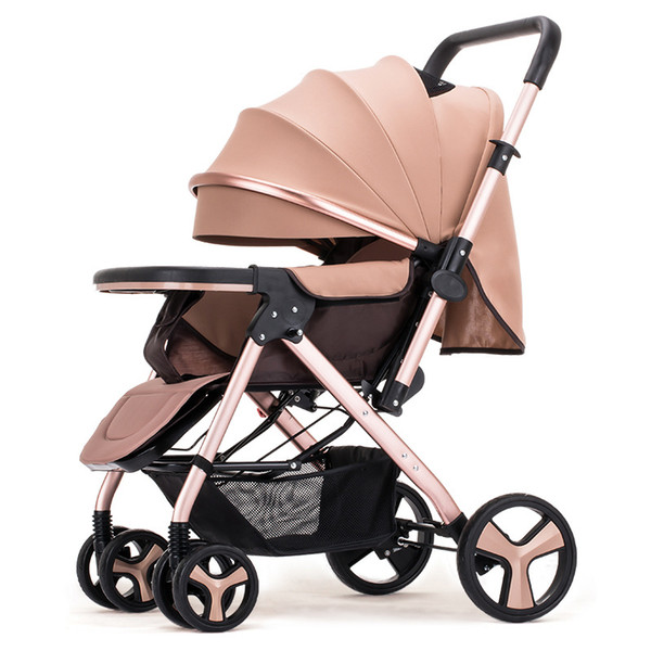 Baby stroller high landscape newborn folding four wheel Infant children baby cart Pram Pushchair Golden Strollers