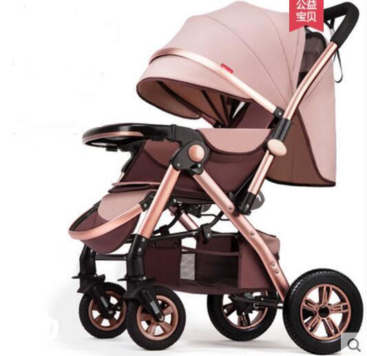 2019 new children's high landscape baby stroller can sit reclining light folding baby umbrella four wheel baby stroller