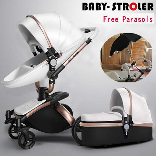 AULON high landscape 2 in 1 baby stroller multiple adjustable independent sleeping basket noble and luxurious