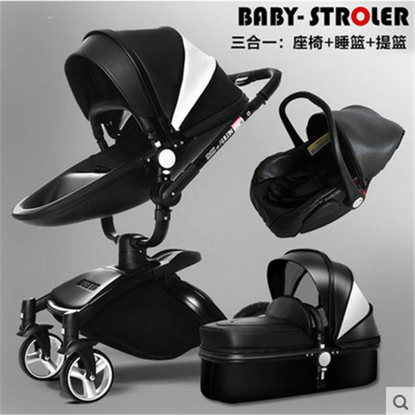 Free Shipping Luxury Baby Stroller 3 in 1 Fashion Carriage European Pram Suit for Lying and Seat