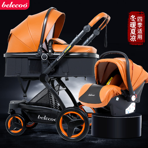 Bailcy Aubey can be high landscape baby driver trolley can sit and fold bidirectional impact 3 in 1 trolley.