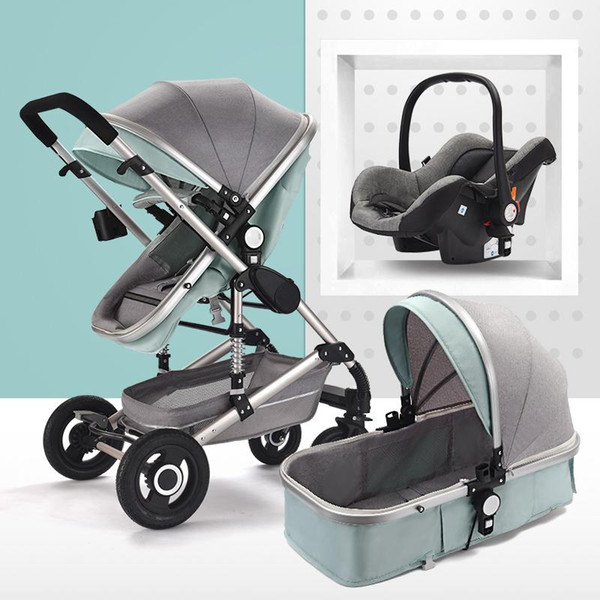 Multifunctional 3 in 1 Baby Stroller Aluminum Alloy Frame High Landscape Baby Stroller