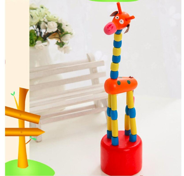 New Colorful Wooden Blocks Rocking Giraffe Toy For Baby Stroller Toddler Kids Educational Dancing Wire Toys Kids Pram Accessories