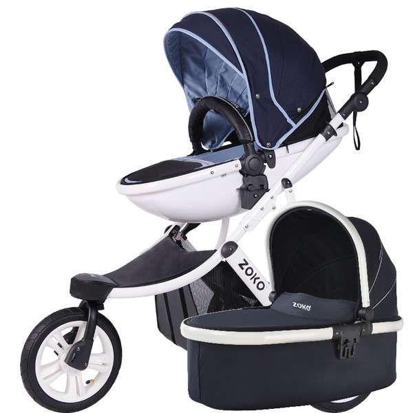 High-view 3 Wheels Baby Stroller, Bi-direction & Folding Pushchair with Aluminum Alloy Frame, Big Wheels Baby Pram