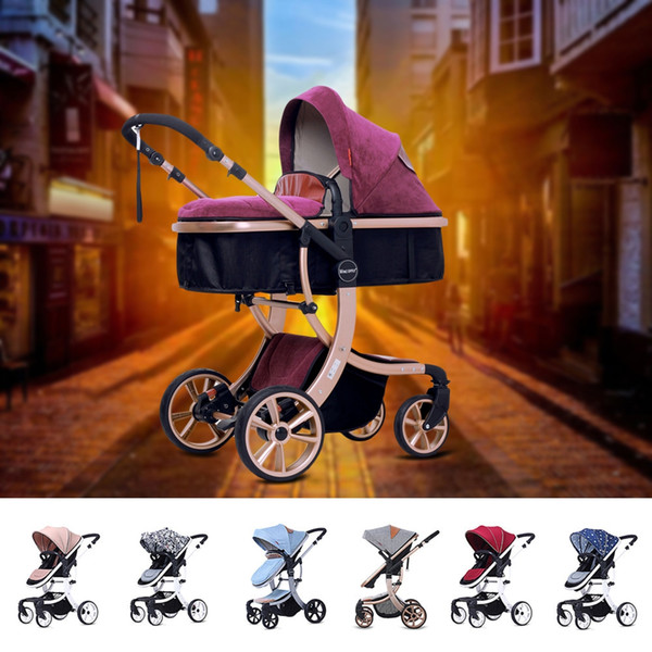 Foldable Pram Baby Stroller Infant Car Seat Safety Chair Basket Baby Cradle Carriage Pram Buggy Strollers Four-Wheel For Travelling VB