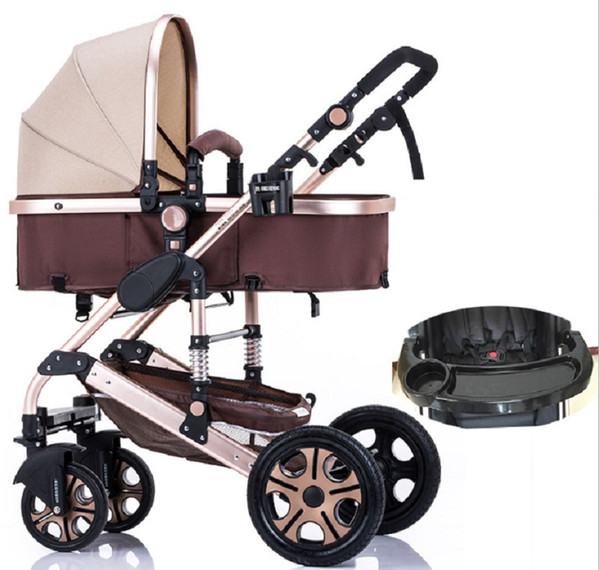 Baby Stroller Newborn Infant Foldable Anti-shock Pram Baby Toddler Pushchair High View Convertiable Baby Carriage with Reclining Seat