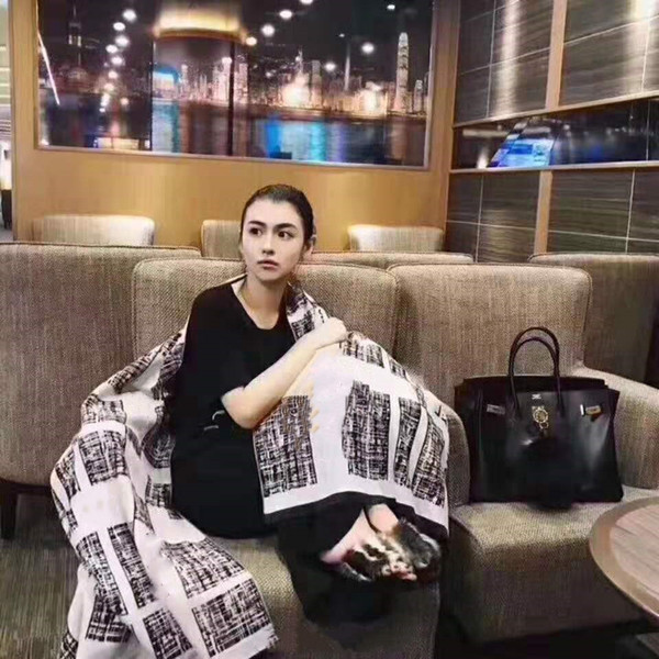 Double-sided winter fashion womens 100% wool cashmere scarf classic pattern scarf women's Pashmina designer shawl scarfs free shipping PARIS