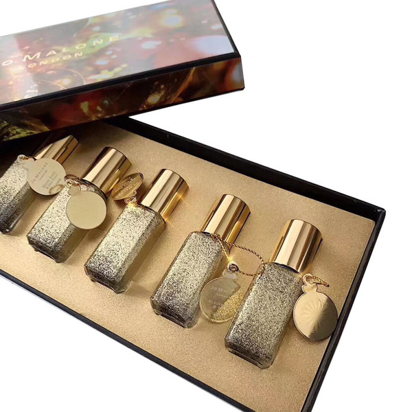 Jo Malone London Crazy Colorful Perfume Christmas Festival Birthday Gifts 9ml*5 Gold Glitter Christmas Mini Perfumes 5pcs in gift box