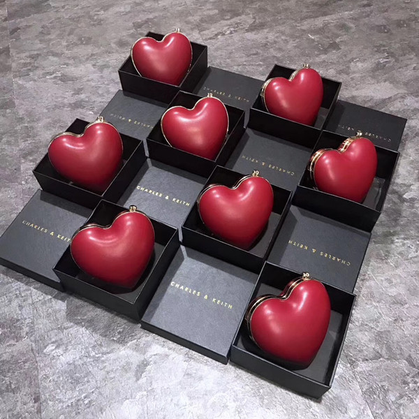 Heavy work custom small CK wine red love bag cute mini peach heart-shaped shoulder diagonal chic chain handbag free shipping