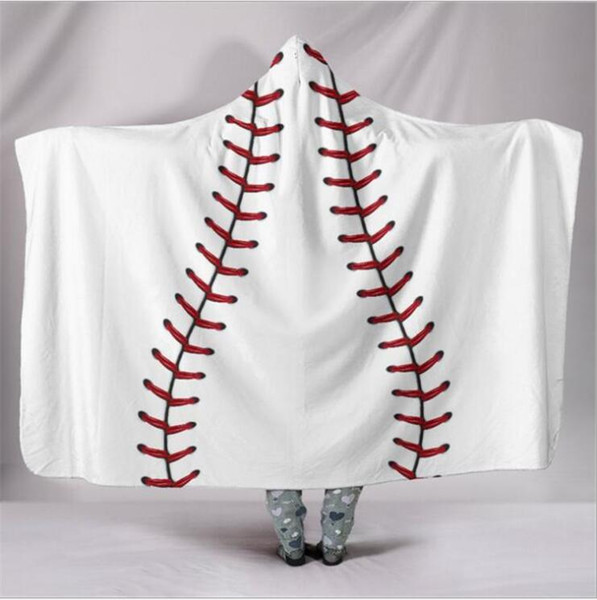 Royalblanks 80*60inch Sports Hooded Blanket Wholesale Blanks Adult Baseball Hooded Blankets Football Soccer Hooded Wraps For Adult Size