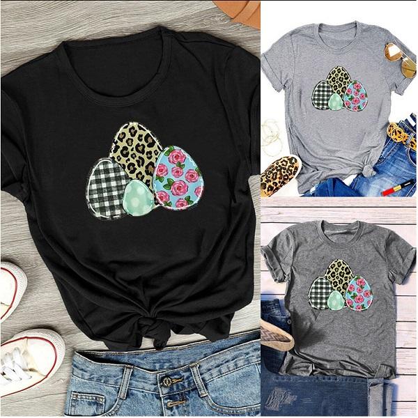 Wholesale Cotton And Polyester True Size Easter T-shirt Women Short Sleeve Tee Shirt Custom Printed Mix Colors Royalblanks