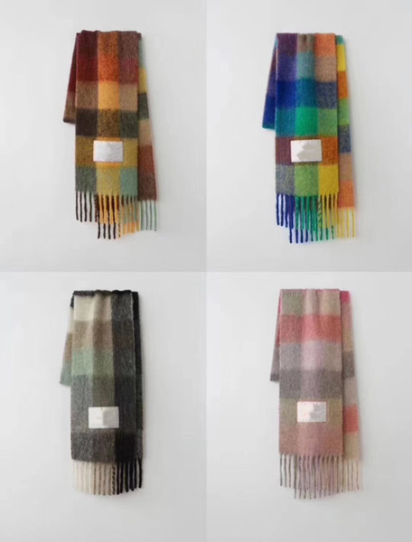 New 2019 Winter Luxury AC Classic Valley Rainbow fashion womens Scarf 100% wool cashmere mens designer shawl scarfs brand grid free shipping