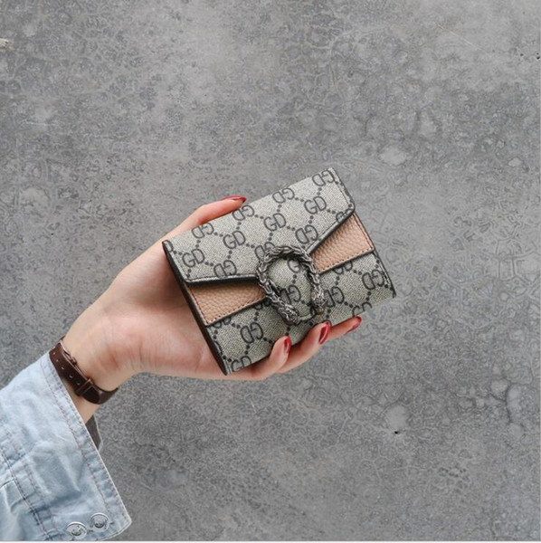 19SS Winter Short Printed Letter Wallet Korean Version Multi-card Triple Folding Hand with Small Wallet ABYE