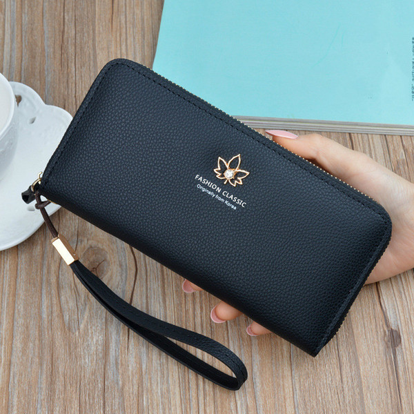 New Fashion Lady's Wallet and Girl's Long Wallet High Capacity 2019 Korean Zipper Wallet Embossed Leather Free Transport awd99682020