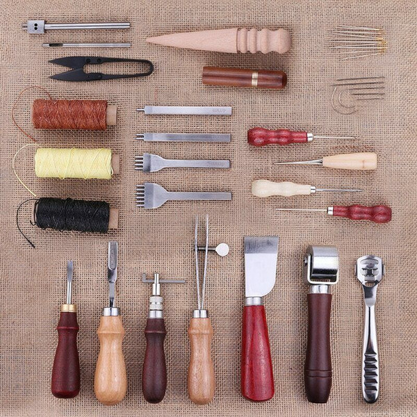18pcs/set Leather Processing Tool Stitching Carving Working Craft Kit Saddle For Making Bags