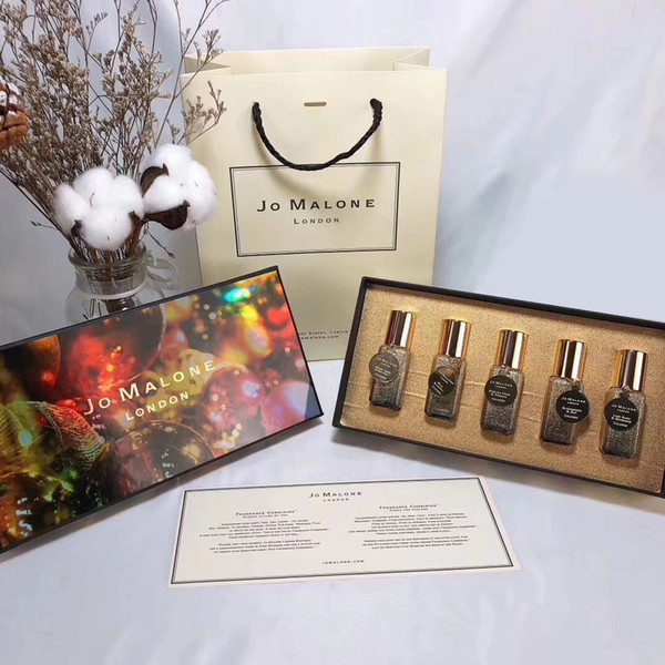 New Year Gifts Jo Malone London Crazy Colorful Perfume Christmas Festival Gifts 9ml*5 Gold Glitter Christmas Mini Perfumes 5pcs in gift box
