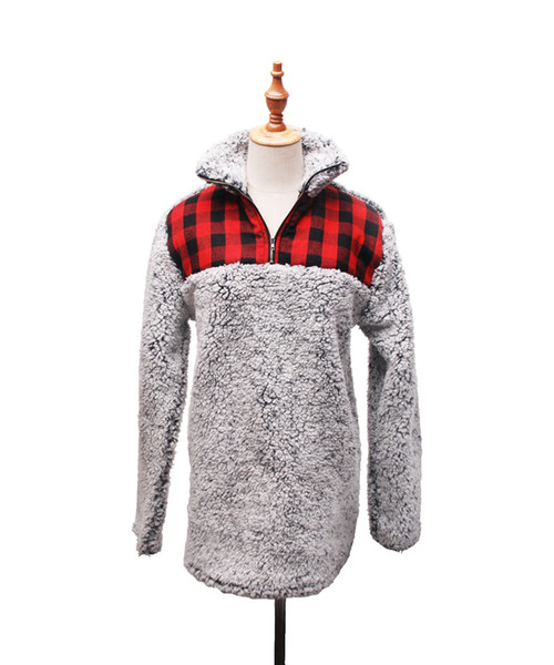 Wholesale Women Pullover Hoodies Xmas Plaid Fabrics Sherpa Fleece Sweatshirt Autumn Ladies Pullover With Custom Leopard Patterns DOM-1081173