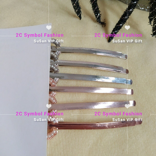 New ~ Fashion metal hair clips Classic pearl c desiged hair pins classic hair accessories party gift VIP paper card